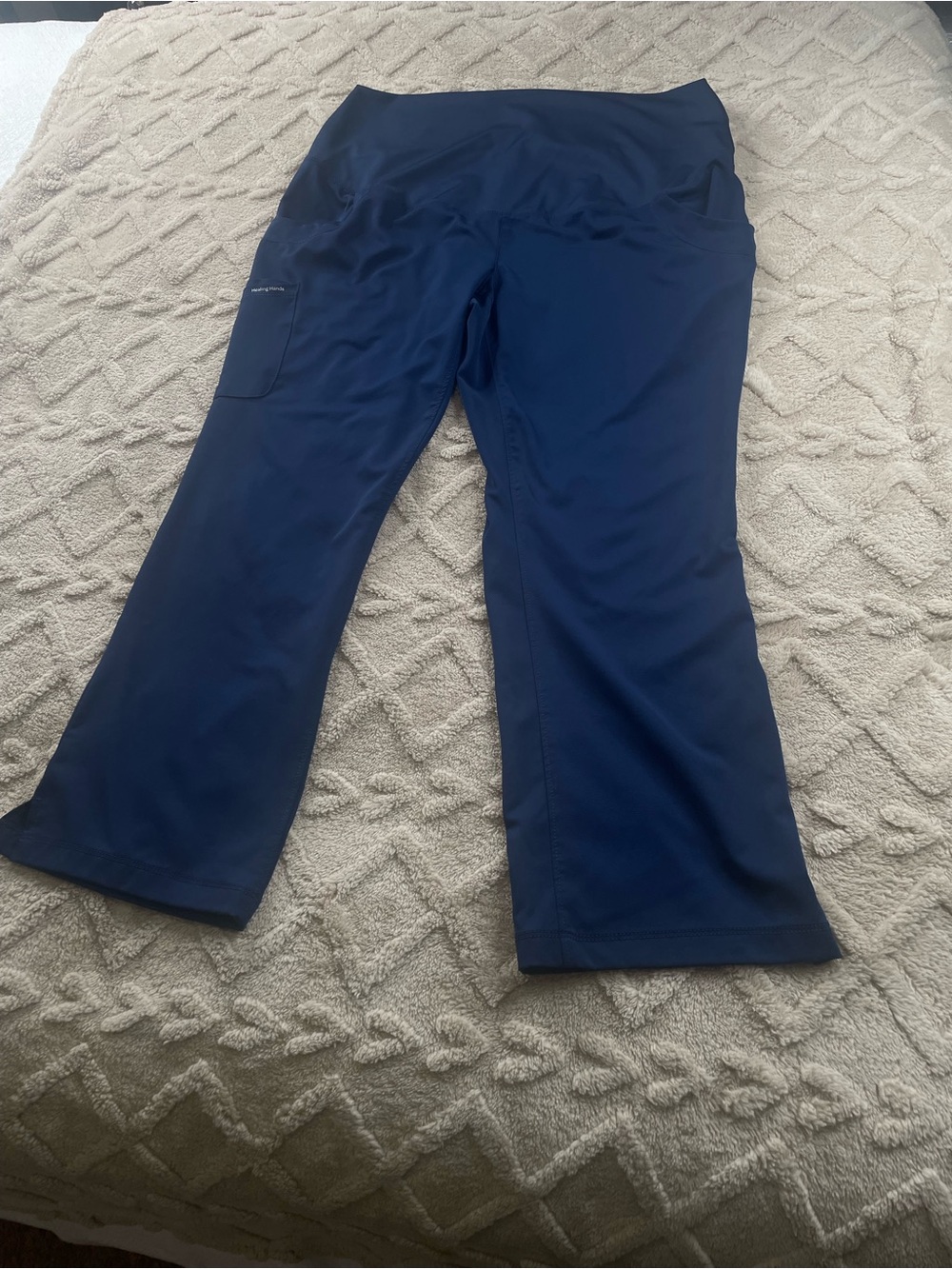 Healing Hands Navy Maternity Scrub Pants with Straight Leg Sz Large Medical